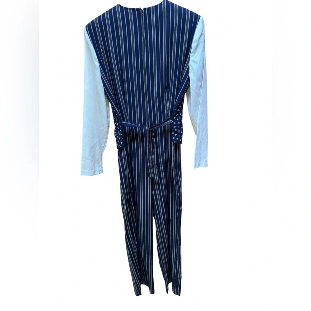 Deadstock 1980s go Vicki! Ditsy Floral Striped Jumpsuit‎
